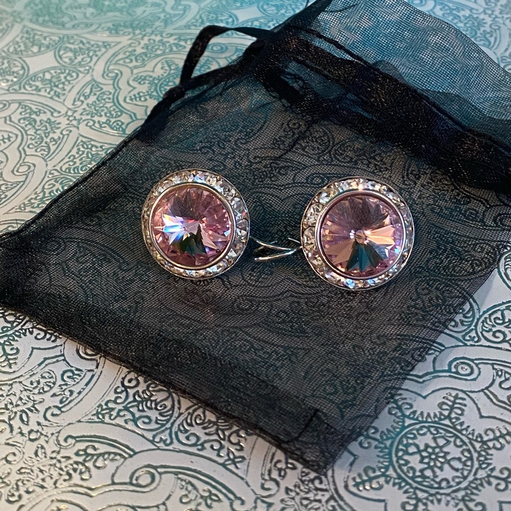 Light Rose Swarovski Crystal Earrings-Handmade